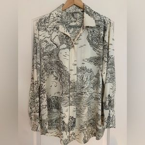 H&M polyester (silk like) oversized shirt.